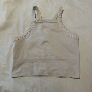 White Ribbed Women's Cropped Tank Top